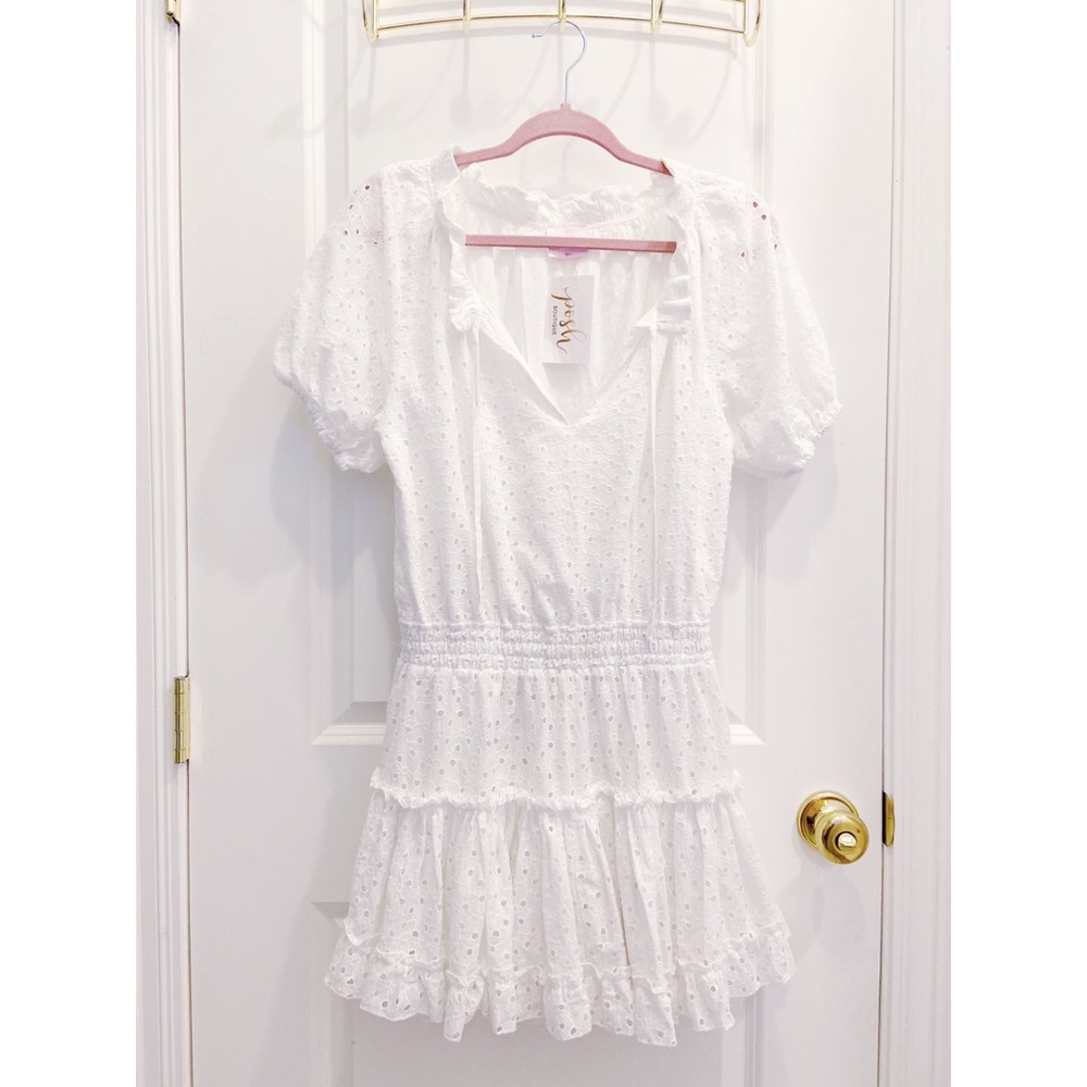 White Eyelet Ruffle Dress (Small)
